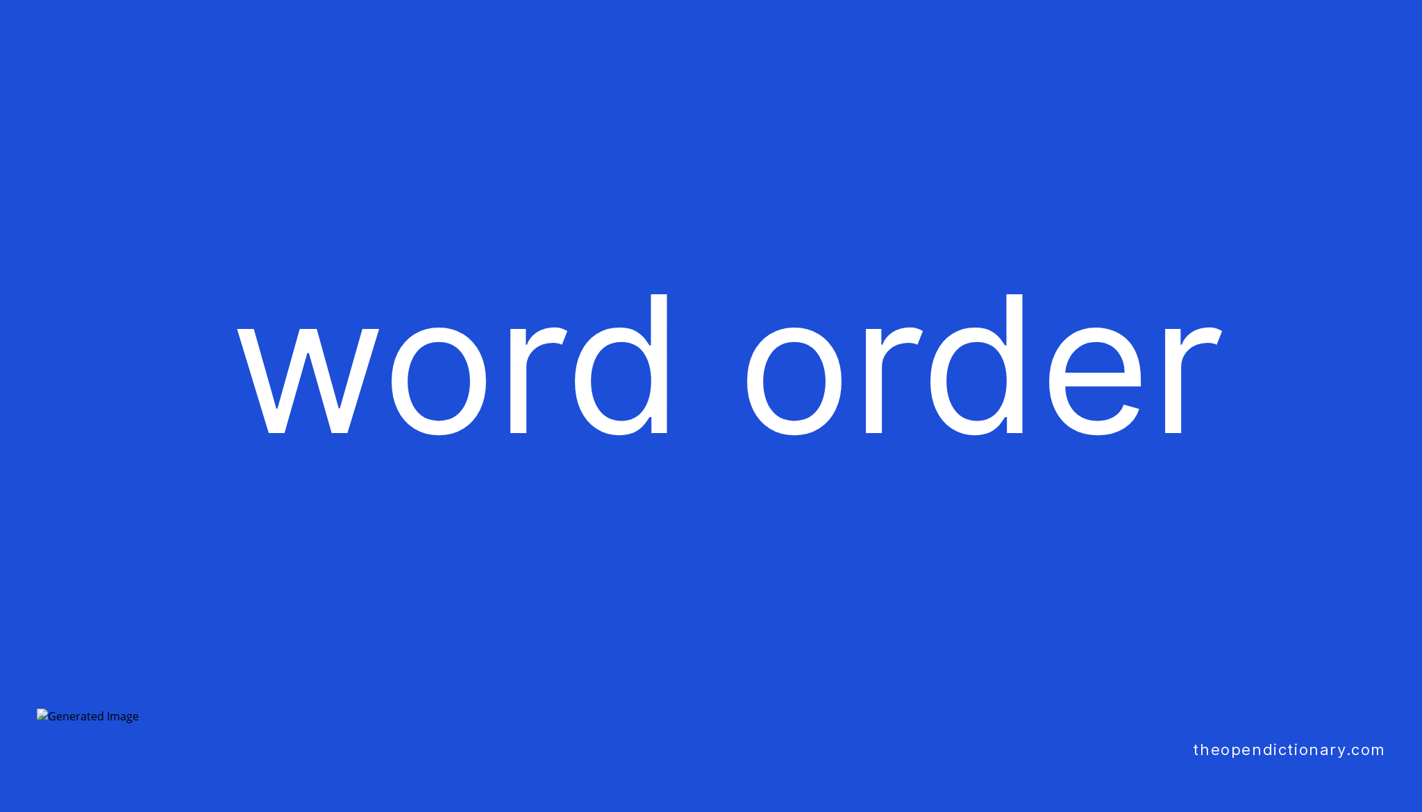 Word Order Definition English Language